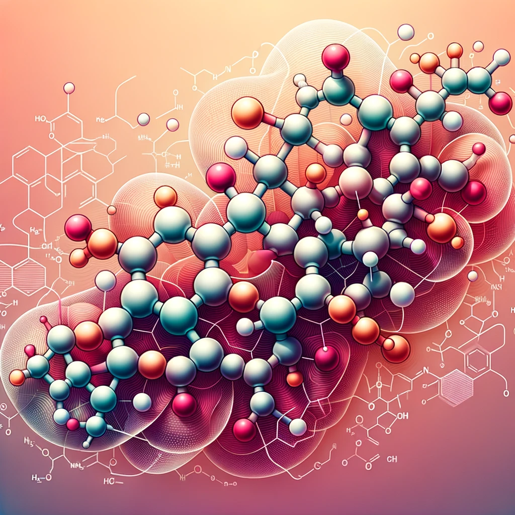 DALL·E 2023-10-19 11.14.16 - Illustration of the molecular structure of resveratrol with a gradient background, representing its chemical composition